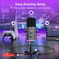 FIFINE - XLR/USB Dynamic Microphone – RGB Lighting, Broadcast-Quality Sound for Streaming & Gaming - Angle