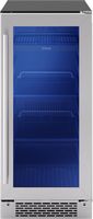 Zephyr - Brisas 15 in. 4-Bottle and 64-Can Single Zone Beverage Cooler - Stainless Steel/Glass - Angle