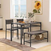Costway 4 PCS Dinette Set for Small Place Breakfast Nook Modern Dining Table with 2 Chairs Grey -... - Angle