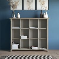 Simpli Home - Acadian Rustic Wood 12-Shelf Bookcase - Distressed Gray - Angle