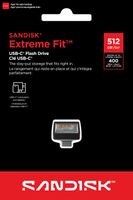 SanDisk - Extreme Fit 512GB USB-C Flash Drive - Black - Angle