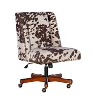 Linon Home Décor - Donora Cow Print Microfiber Fabric Adjustable Office Chair With Wood Base - Br... - Angle