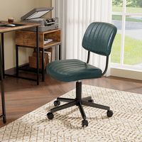 Costway 2PCS PU Leather Office Chair Adjustable Swivel Task Chair with Backrest - Green - Angle