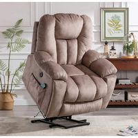 Bestier Set of 2 40.6 in. W Oversize Power Lift Recliner Chair with Massage and Heating - Light B... - Angle