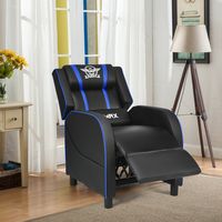 Costway - Theater Style Massage Gaming Chair - Blue + Black - Angle