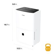 Whirlpool - 25 Pint 1500 Sq. Ft 3.7 quart Energy Star Certified Dehumidifier - White - Angle