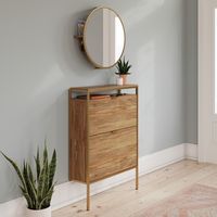 Sauder - International Lux Shoe Cabinet - Sindoori Mango - Angle