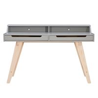 Linon Home Décor - Stanley Two-Drawer Desk With Hutch Shelf - Natural & Gray - Angle