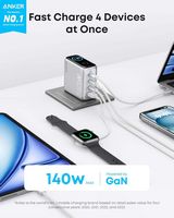 Anker - Laptop Charger (140W, 4-Port, PD 3.1) - Silver - Angle