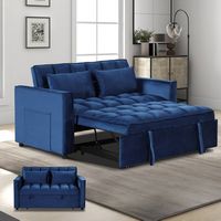 Bestier Comfortable Sofa Bed - Multi-functional Sofa Bed with Cup Holder and USB Port - Blue - Angle