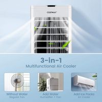 Costway Evaporative Air Cooler Fan Portable Oscillating Swamp with 3 Speeds Modes Remote - White - Angle