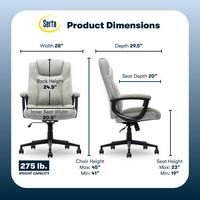 Serta - Comfort Eco Ergonomic Executive Smooth Velvet Office Chair - Light Gray - Angle