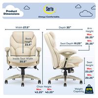 Serta - Upholstered Back in Motion Health & Wellness Manager Office Chair - Bonded Leather - Ivory - Angle