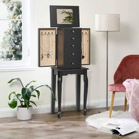 Costway - Jewelry Cabinet Storage Chest Standing Organizer Mirror - Black - Angle