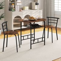 Costway 3 Pcs Dining Set Table And 2 Chairs Compact Bistro Pub Breakfast Home Kitchen - Black and... - Angle