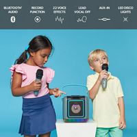 Singing Machine - Cube Mini Karaoke Machine, Wireless Microphone, Rechargeable Battery, Lights, B... - Angle