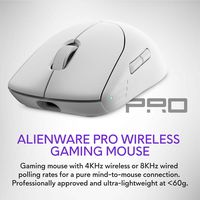 Alienware - Pro Wireless Optical Gaming Ambidextrous Mouse - Wired - Lunar Light - Angle