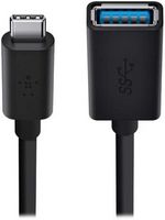 Belkin - USB-C to USB 3.0 Adapter with Charging and 10Gbps Data Transfer, Compatible with Apple a... - Angle