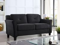 Lifestyle Solutions - Hartford Loveseat Upholstered Microfiber Curved Arms - Black - Angle