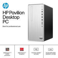 HP - Pavilion Desktop - AMD Ryzen 7 - 16GB Memory - 1TB SSD - Natural Silver - Angle