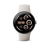 Google - Pixel Watch 3 (45mm) Smartwatch with Porcelain Band - Wi-Fi - Polished Silver - Angle