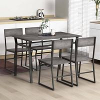Costway 5 Piece Dining Table Set Industrial Rectangular Kitchen Table with 4 Chairs - Grey - Angle