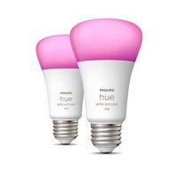 Philips - Hue A19 Bluetooth 75W Smart LED Bulb (2-Pack) - White and Color Ambiance - Angle