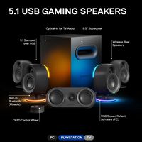 SteelSeries - Arena 9 5.1 Bluetooth Gaming Speakers with RGB Lighting (6 Piece) - Black - Angle