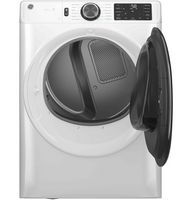 GE - 7.8 Cu. Ft. Stackable Smart Electric Dryer with Steam - White - Angle