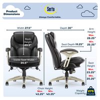 Serta - Upholstered Back in Motion Health & Wellness Manager Office Chair - Bonded Leather - Black - Angle