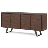 Simpli Home - Lowry Large 4 Door Sideboard Buffet - Distressed Charcoal Brown - Angle