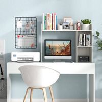 Costway - Desk Bookshelf Desktop Storage Organizer Display Shelf Rack Dorm Office - White - Angle