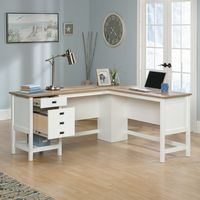 Sauder - Cottage Road L with Oak Finish Top Desk - Soft White - Angle