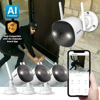 Defender - AI POWERED 4K Guard Pro Wi-Fi 6 Plug-in Power Security Camera - 3 pack - White - Angle