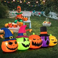 Costway - 9 FT Inflatable Pumpkin Patch Family Blow up Yard Halloween Decoration with Built-in LE... - Angle