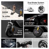 Segway - Ninebot E2 Plus II Electric Scooter, 15 mph Max Speed w/ 16 miles Max Range - Black - Angle