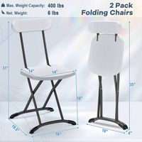 Costway 2-Pack Folding Chair with Metal Curved Feet Wide Seat & Ergonomic Backrest - White - Angle