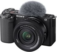 Sony - Alpha ZVE10: APS-C Content Creators’ Camera - Black - Angle