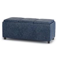 Simpli Home - Avalon Storage Ottoman - Denim Blue - Angle