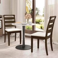 Costway Modern Dining Chair Set of 2 Upholstered Farmhouse Chairs with Rubber Wood Frame - Brown ... - Angle