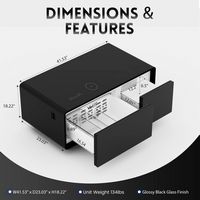 Livtab - Smart Coffee Table with Refrigeration, Freezer Drawer, Wireless Charging, Bluetooth Spea... - Angle