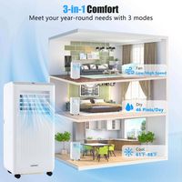 Costway 8000BTU Portable Air Conditioner Cools up to 250 sq.ft 3-in-1 Freestanding Air Cooler wit... - Angle