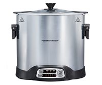 Hamilton Beach - Sear & Cook Stockpot 10 Quart Slow Cooker - Silver - Angle