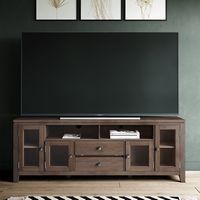 Simpli Home - Cosmopolitan SOLID WOOD 72 inch Wide TV Media Stand in Farmhouse Brown For TVs up t... - Angle