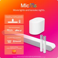 VIZIO - MicMe 2.1 Karaoke Soundbar, 2 Wireless Mics, Wireless Subwoofer w/ Dolby Atmos - White - Angle