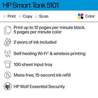 HP - Smart Tank 5101 Wireless All-In-One Supertank Inkjet Printer with up to 2 Years of Ink Inclu... - Angle
