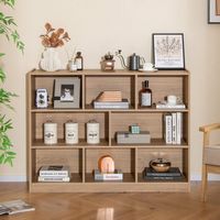 Costway - 8 Cube 3-Tier Open Wooden Bookshelf Toy Storage Organizer with Anti-toppling Kits - Nat... - Angle