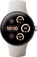 Google - Pixel Watch 3 (41mm) Smartwatch with Porcelain Band - LTE - Polished Silver - Angle