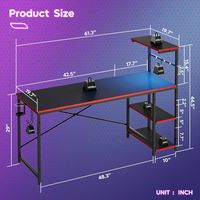 Bestier Gaming Desk 61'' H-shape Computer Office table - Carbon Fiber Black - Angle