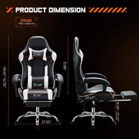 Bestier - Gaming Chair - PU Leather Fixed up Armrest  Lumbar Support Ergonomic Reclining PC Chair... - Angle